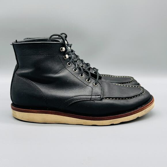 Thursday Boot Men 10.5 Black Leather Vibram Moc Toe Wedge Everyday Work Boots - Picture 1 of 12